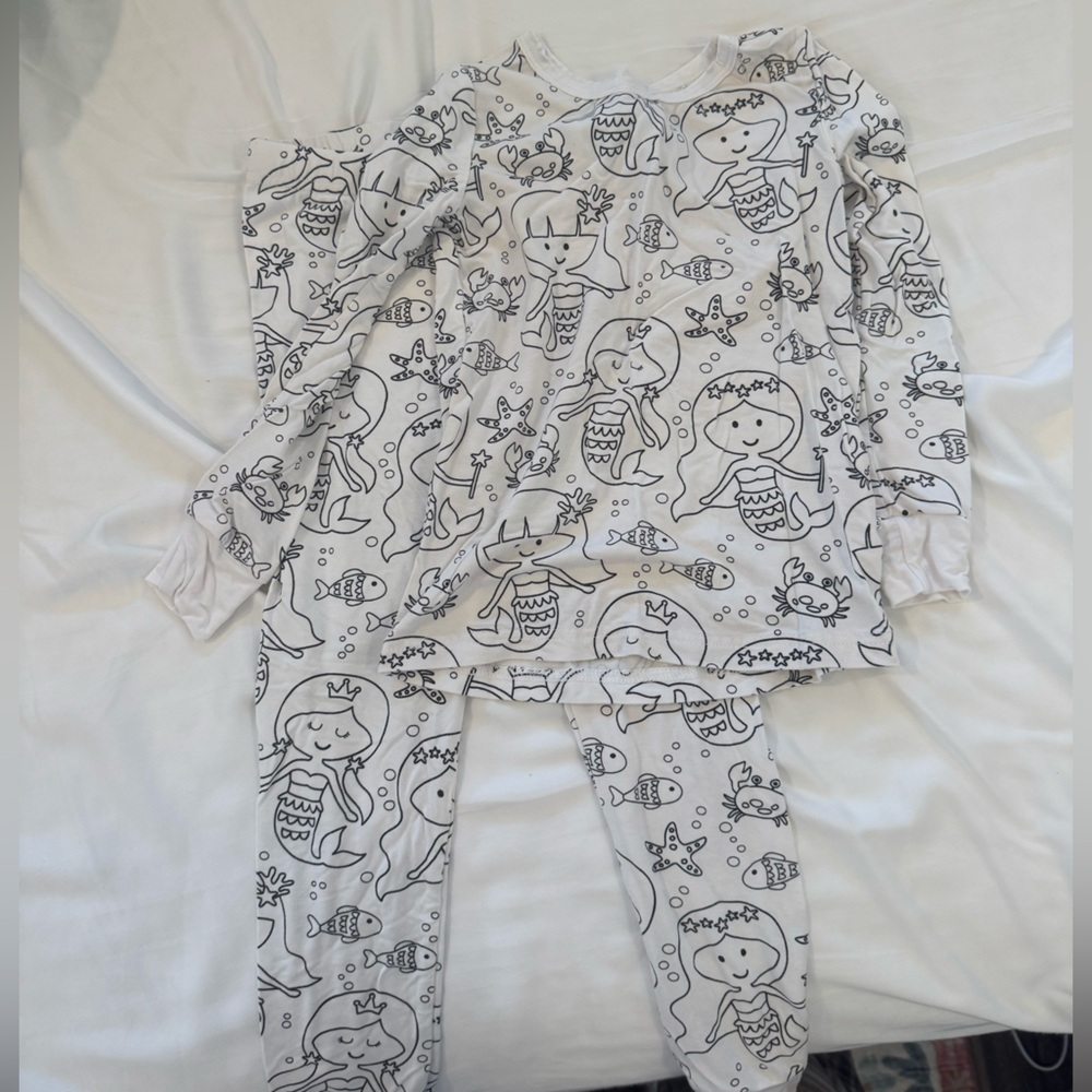 Caden Lane bamboo pjs - color your own Mermaid Print Kids Pajamas